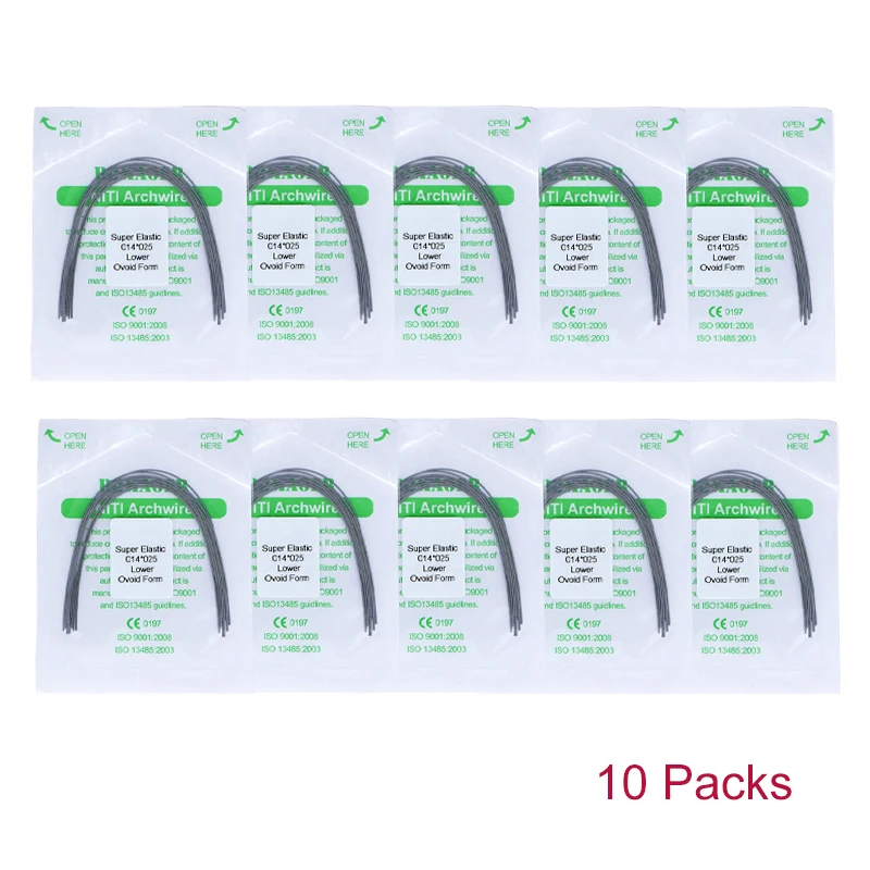 Orthodontic Arches Niti Archwire Super Elastic Rectangular Ovoid 10 Packs Dental Wire Dentist Materials Dentisty Correction