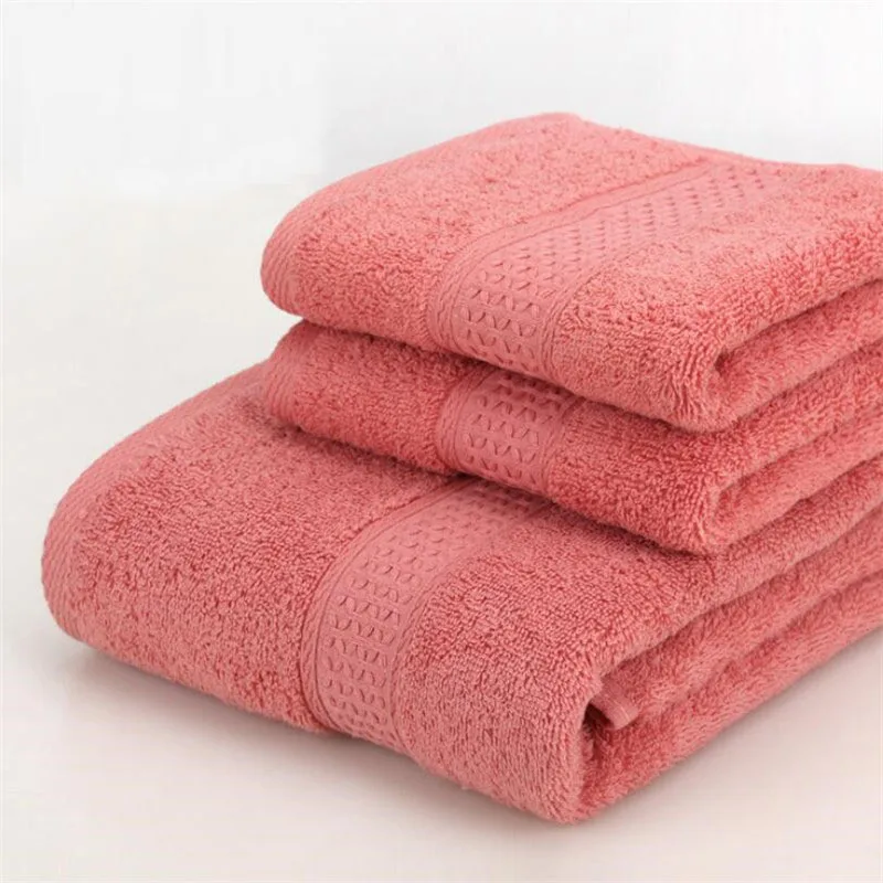 Fashion Hotel Towel Sets 3 Pieces Each Set Towel Combed Cotton Adult Bath Towel Hand Towel Sets 140x70cm 74x33cm 17 Colors