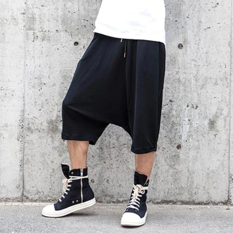 Men's Shorts Summer Casual Slacks Seven Minutes Knickerbockers Men's Wide-Leg Pants Hip Hop Running Pants Dark Yamamoto Style