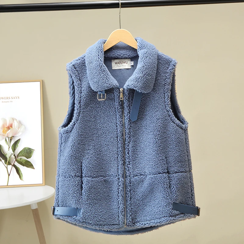 

Nice Woman Stand Collar Lambswool Waistcoat Solid Casual Warm Ladies Vest Jacket Sleeveless Plus Size Vest Waistcoat for Female