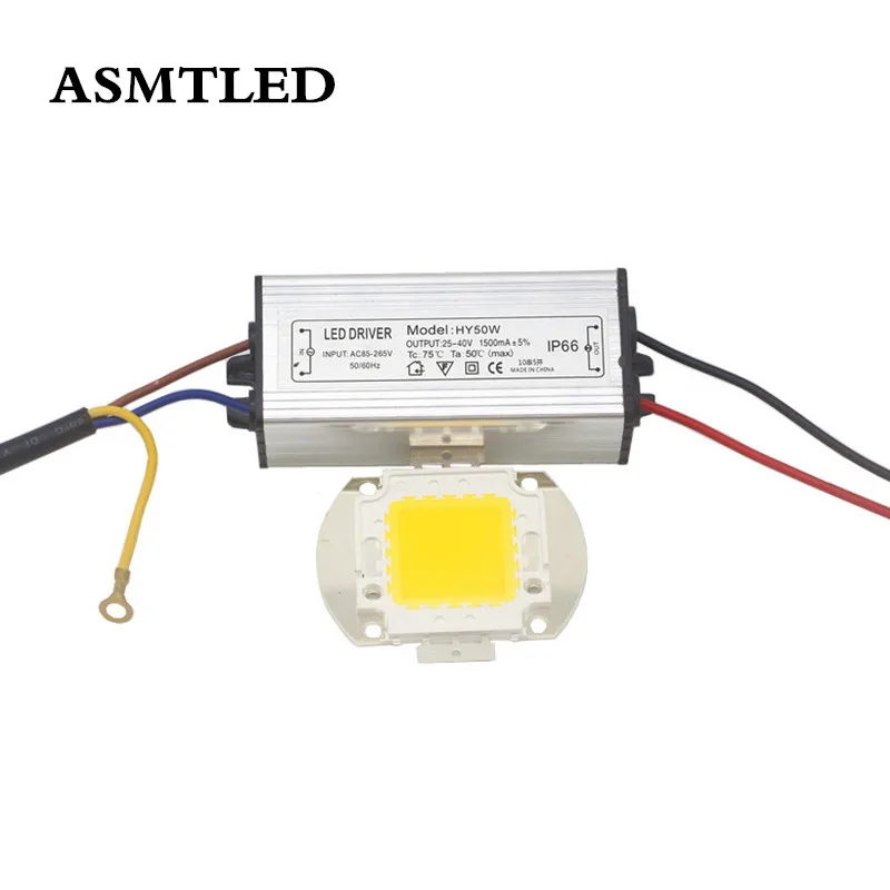 

Real Full Watt 10W 20W 30W 50W 100W High Power COB LED lamp Chips Bulb + Waterproof LED Driver For DIY Floodlight Spot light