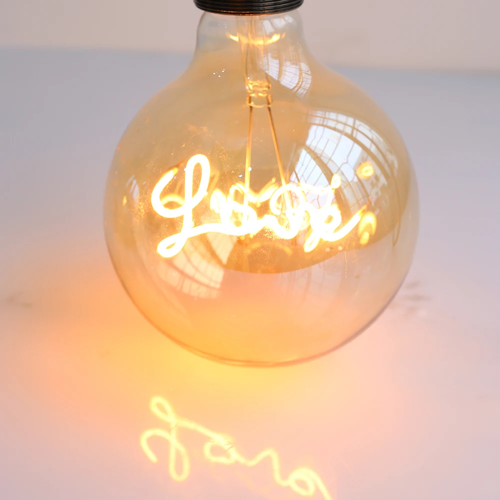 Vintage LED Edison Light Bulb E27 220V G125 LOVE Filament Retro Bulb Lamps For Home Festival Holiday Wedding Indoor Decor Light
