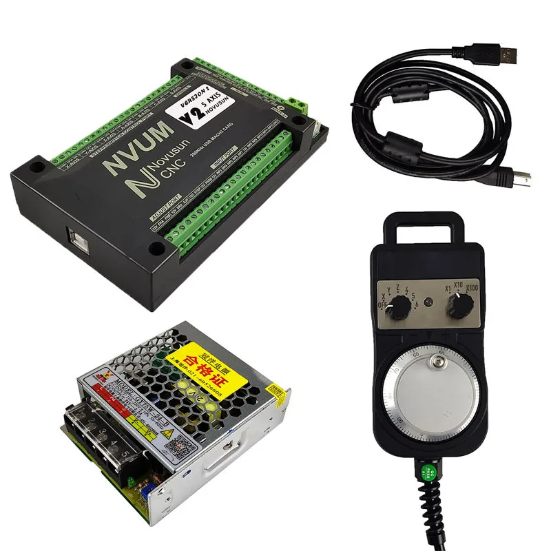 

USB Mach3 NVUMV2.1 motion control card 200kHz CNC kit motor controller 3 4 5 6 axis and electronic handwheel DC 75W 24V.