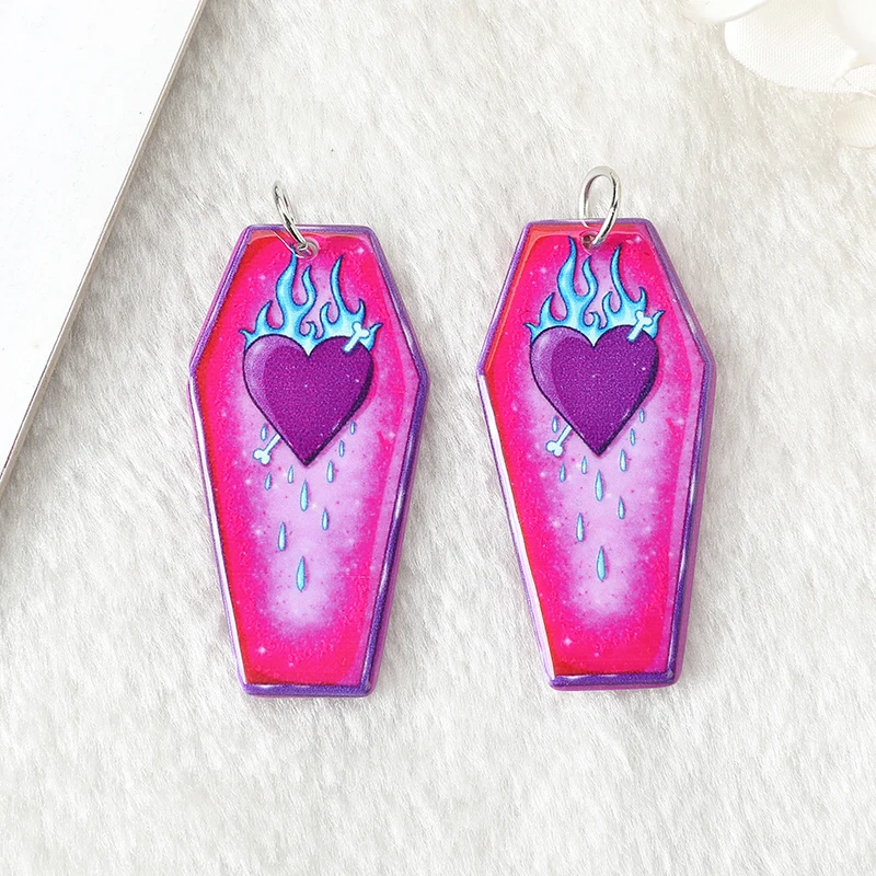 8Pcs Creepy Valentine Charms Acrylic Pastel Goth Coffin Gumball Machine Pendant Jewlery Findings For Earring Necklace Diy