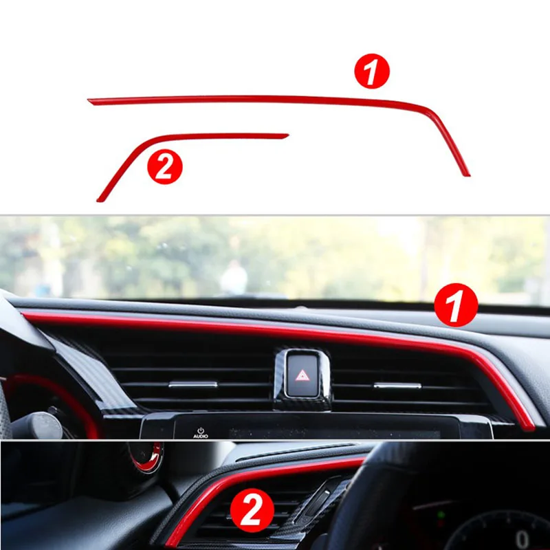 For HONDA Civic 10th 2016 2017 2018 2019 2020 ABS Red Air Conditioning air outlet vent trim