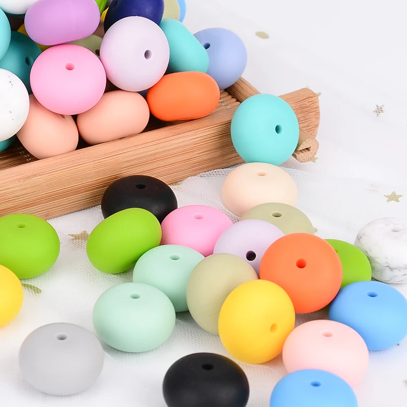 LOFCA 20pcs Silicone Beads 19mm  Abacus Baby Teething Beads BPA Free Food Grade DIY Pacifier Clip Chew Jewelry Making Toy