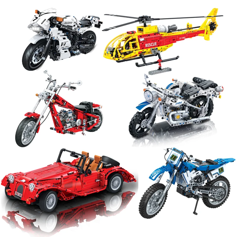 

City Car Technical Motorcycle Model Brick Super Racers Speed Champions Moto Plane Building Blocks Sets Learning Toys Kids Gift