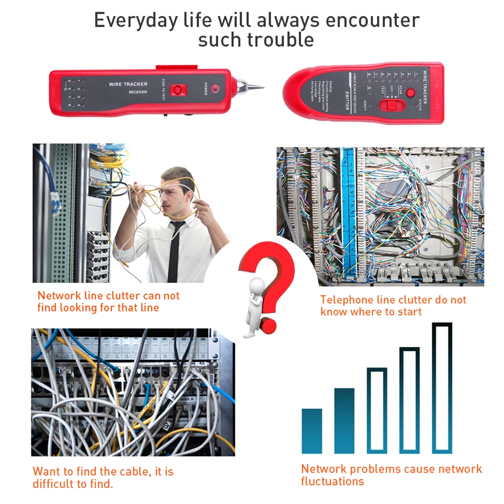 RJ45 Network Cable Tester Cat5e Cat6 UTP Cable Finder RJ11 Telephone Wire Tracker Toner Ethernet LAN Detector Line Analyzer