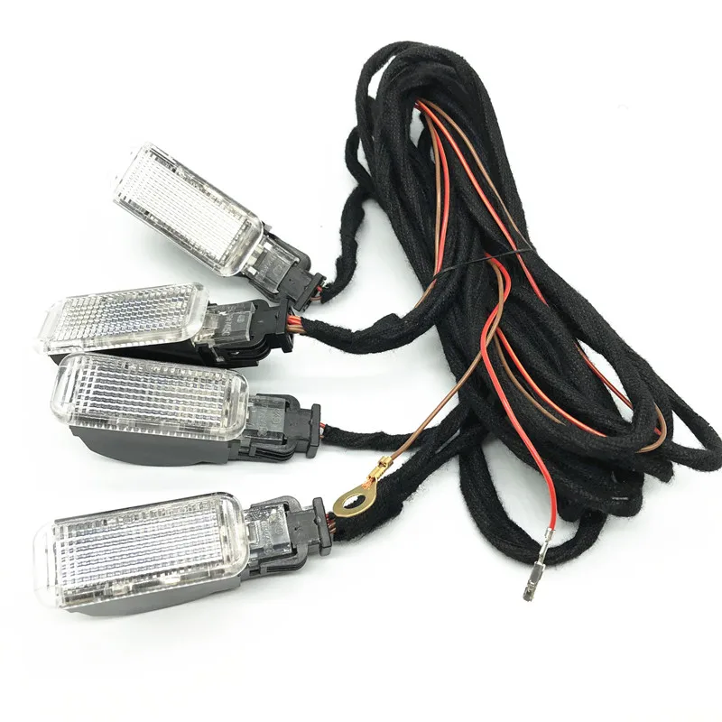 Car footwell light halogen lamp Cable wiring harness For vw Seat Toledo Leon Ibiza A3 A4 B6 B7 B8 A5 A6 C6 C7 A7 A8 Q3 Q5 Q7 TT