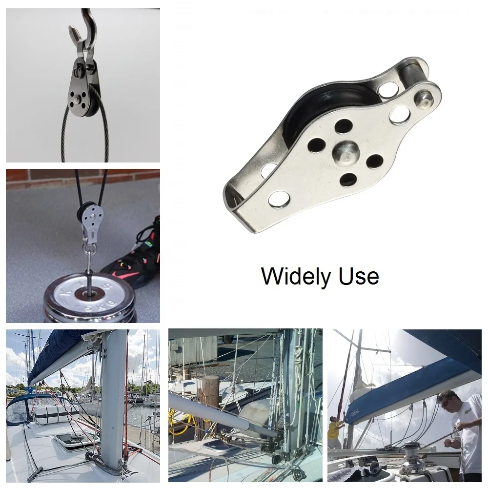 1PCS Stainless Steel 316 Pulley 25mm Blocks Rope Pulley Nylon Sheave Single Lashing Eye For 2mm To 8mm Rope