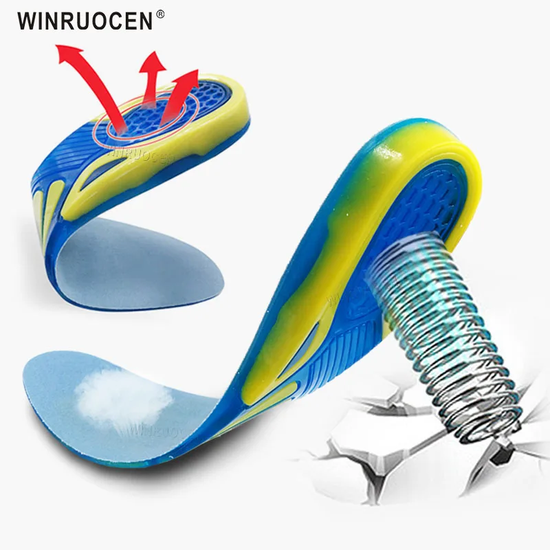 WINRUOCEN Soft silicone gel insoles for shoes heel cushion foot plantar fasciitis relieve heel pain shock absorption shoe pad