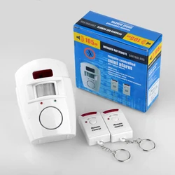 Sistema de alarma PIR con Sensor infrarrojo, 2 controles remotos inalámbricos de seguridad para el hogar, alarma antirrobo con Detector de movimiento, sirena de 105dB