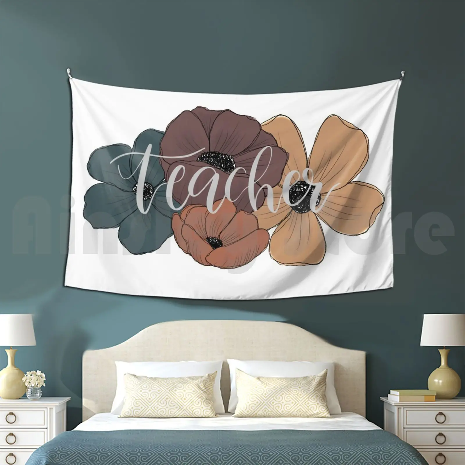 Teacher Floral Tapestry Background Wall Hanging Teacher Teach Educate Teaching Teacher Gift English Teacher Math