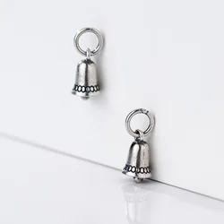1pc 100%925 Sterling Silver Vintage Ringing Bell Circle Charms 10x6mm Christmas Clock Bell Silver Pendants Diy Jewelry Necklace