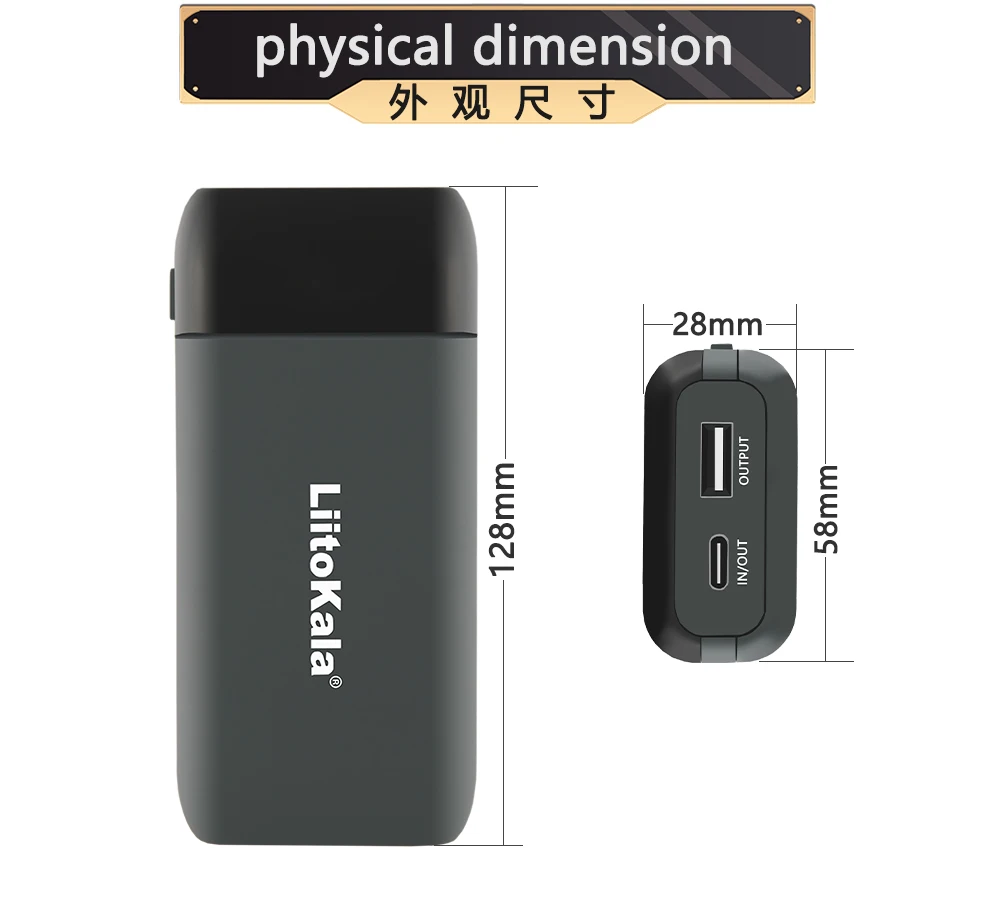 LiitoKala Lii-MP2 18650 21700 Charger&Power Bank QC3.0 Input/Output Digital Display.+ 2PCS 21700 Rechargeable Battery