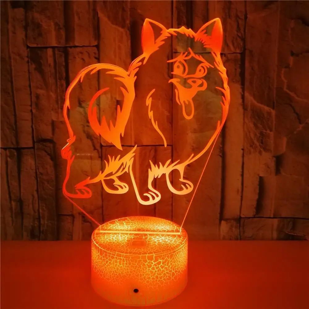 Dog 3d Night Lamp Crack Colorful Touch Remote Night Light Control Gift Usb Home Atmosphere Animal 3d Table Lamp