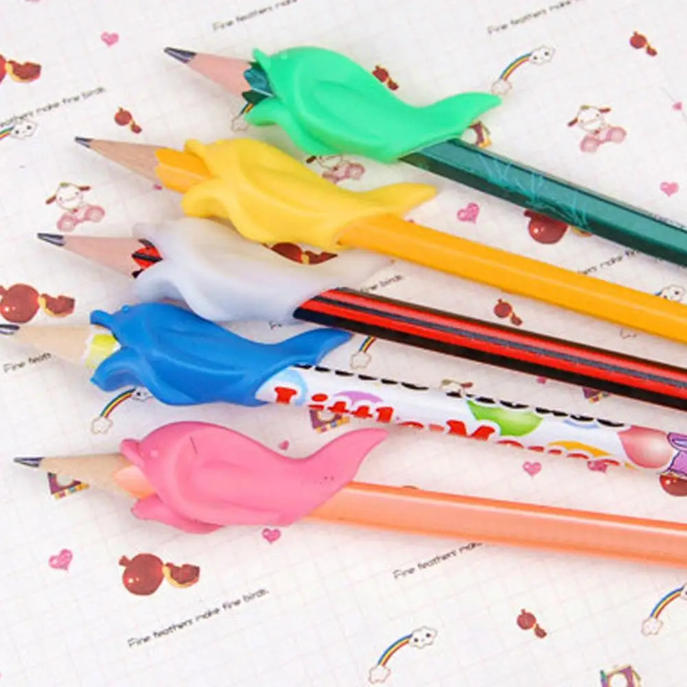 10Pcs/Set Children Students Pencil Holding Practise Dolphin Fish Writing Posture Correction Device Silicone Hold A Pen Corrector