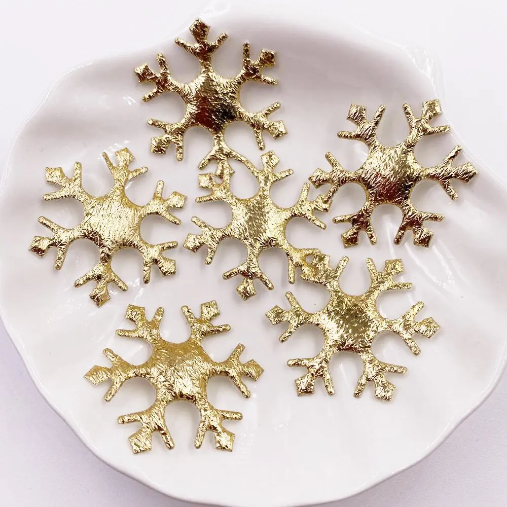 100pcs 35mm Padded Gold Silver Cloth Christmas Snowflower Patchs christmas Appliques DIY Bow Accessories Craft Supplies