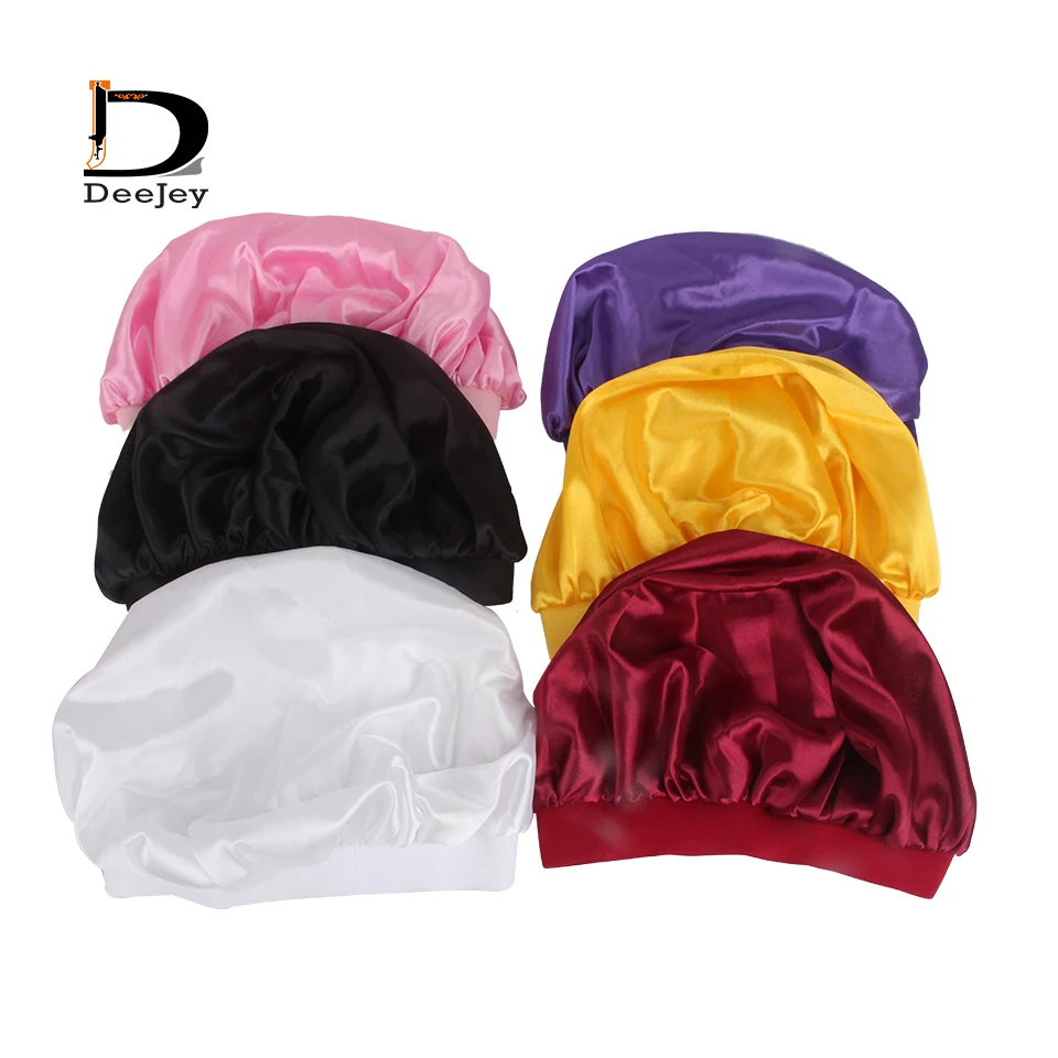 22cm diameter wide band kids satin bonnet shower sleep cap for child 6 color available 10pc lot