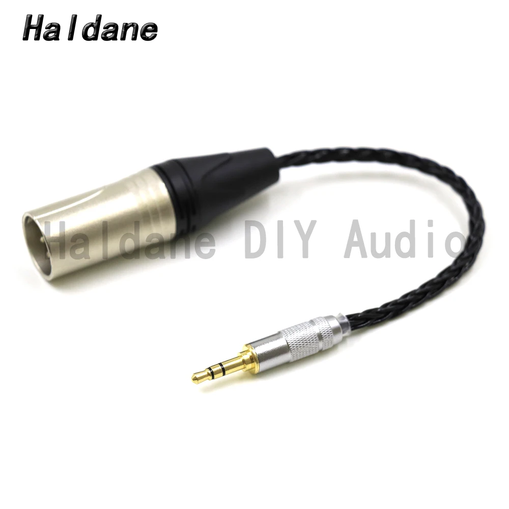 Haldane HIFI 7N Silver Plated 3.5mm 3pole Stereo Male to 4pin XLR Male Audio Adapter Cable 3.5 to XLR Connector Cable（Black）DIY