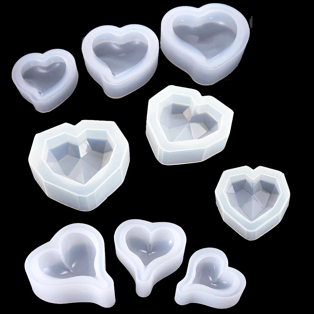 Silicone Mold Heart Shape Jewelry Pendant Making Epoxy Resin Molds Handmade Decoration Pendant Ornaments Accessories S/M/L