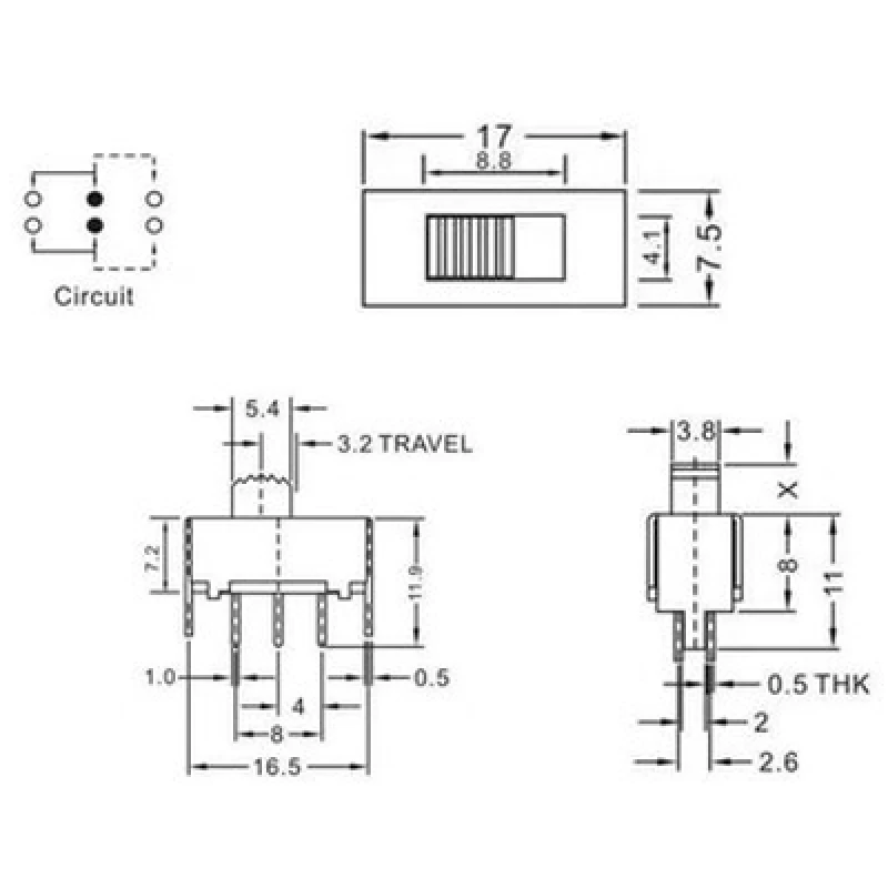 10 قطعة SS22F07 تبديل التبديل Interruptor منزلق صغير مفاتيح 6pin