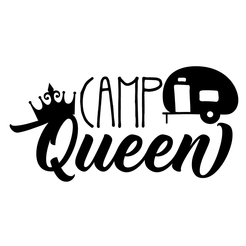 16*8cm Camp Queen car stickers Trailer Camping RV Decal Sticker Handsome And Cool Car Accessories