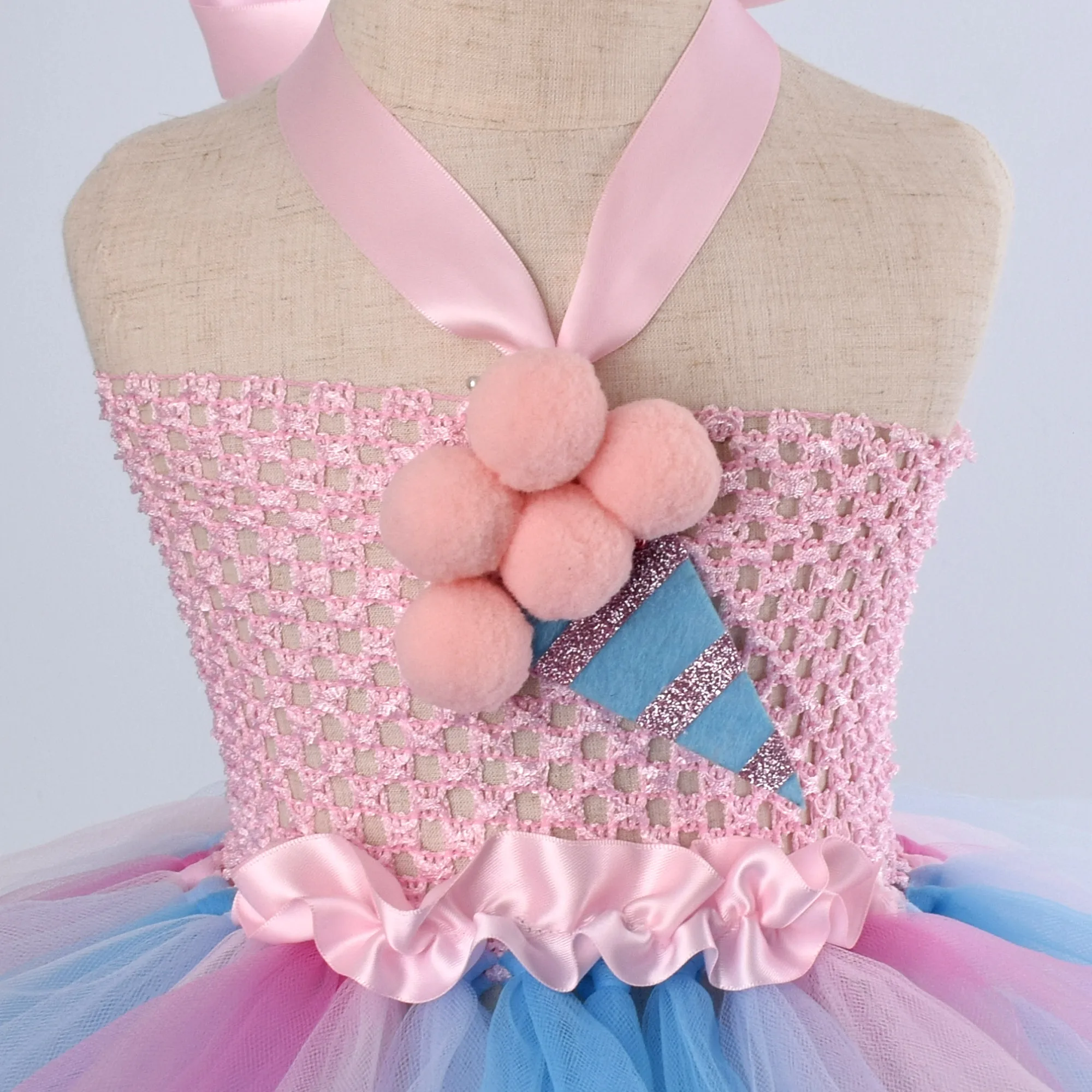 Girls Ice Cream Tutu Dress Baby Girl Sweet Pink Birthday Party Tulle Dresses Kids Birthday Gift Halloween Costume 1-12Y