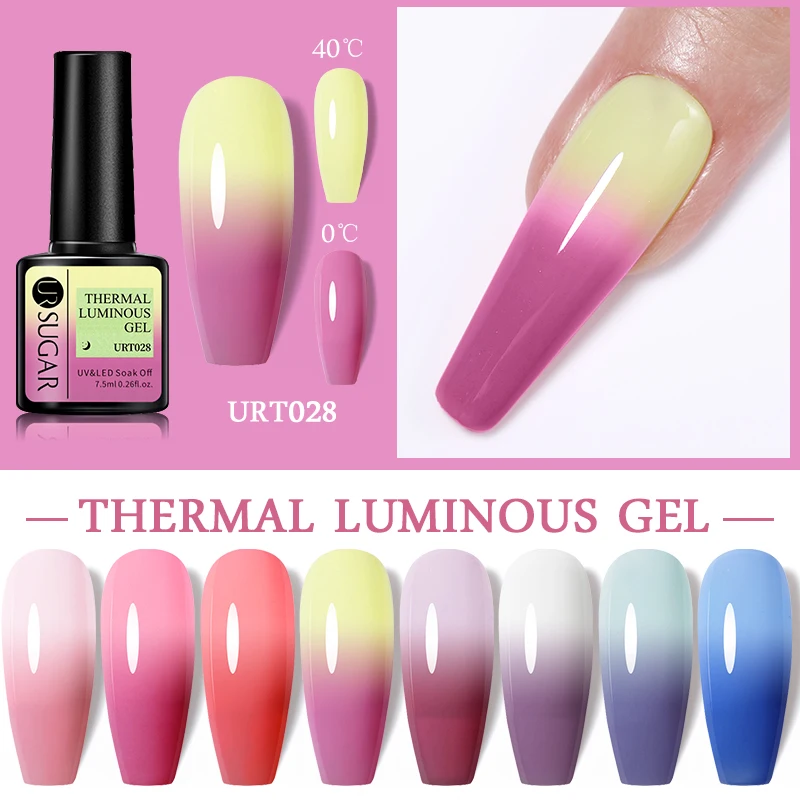 UR SUGAR-esmalte de uñas de Gel térmico, 3 capas de Gel que cambia de Color con la temperatura, Gel UV semipermanente para decoración de uñas, color gris invernal