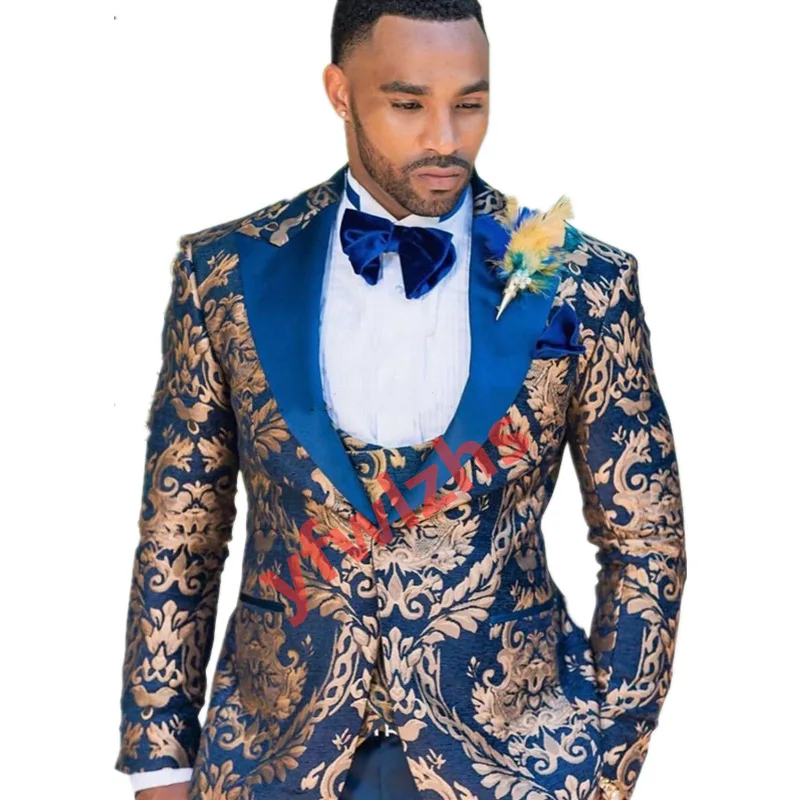 New Arrival One Button Groomsmen Peak Lapel Groom Tuxedos Men Suits Wedding/Prom Best Blazer ( Jacket+Pants+Vest+Tie) C139