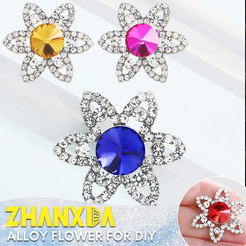 Vintage Rhinestone Sewing Matel Flower For Needlework And Handicrafts Jewelry Diy Crafts Handbag Making Accessories Wholesale