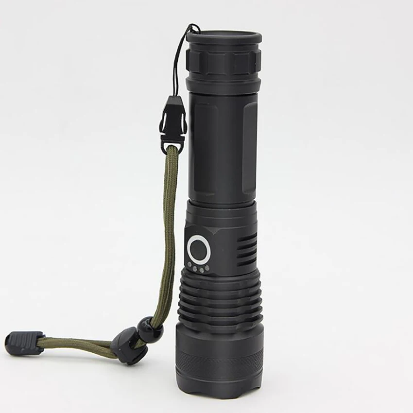 USB充電式P50LEDポケット懐中電灯,超高輝度屋外トーチ,充電インジケーター,ズーム可能,5つの照明モード