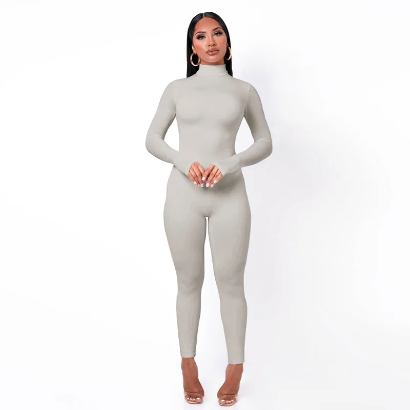 S-XL Sỉ Dropshipping 2022 Sexy Thể Thao Áo Liền Quần Nữ Quần Áo Màu Tay Dài Skinny Bodysuits Nữ Rompers