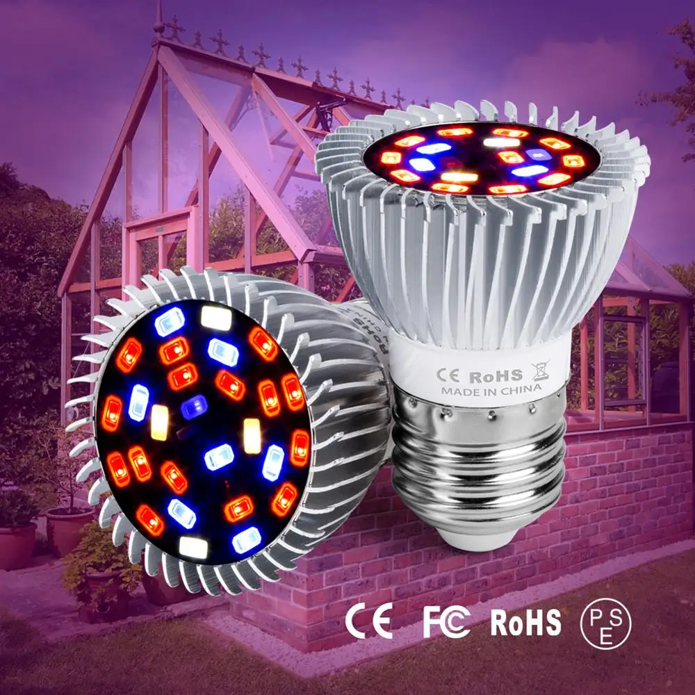 Led Grow Light E14 Led Grow Tent Lamp 18W 28W Full Spectrum Plant Bombilla Led E27 Growing Box Phyto Lamp 220V Groeilamp 5730