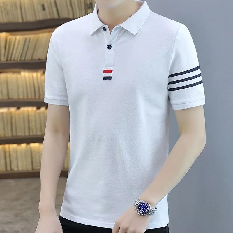 New Men's T-Shirts Summer Lapel Male Short Sleeve Floral Tops Streetwear Soft Popular Simplicity Daily Straight Fashion Casual