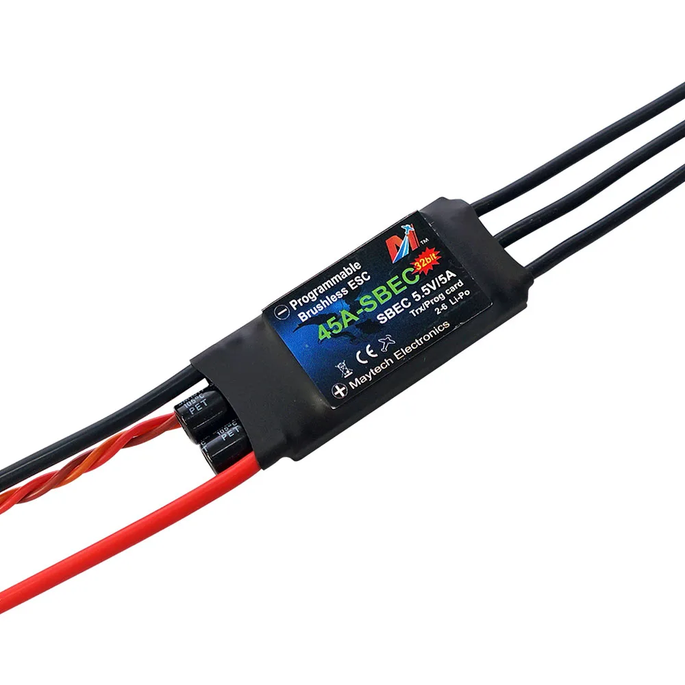 Maytech 45A Regenerative Braking ESC Smooth Throttle Response Speed Controller For Fixed Wing RC Airplanes