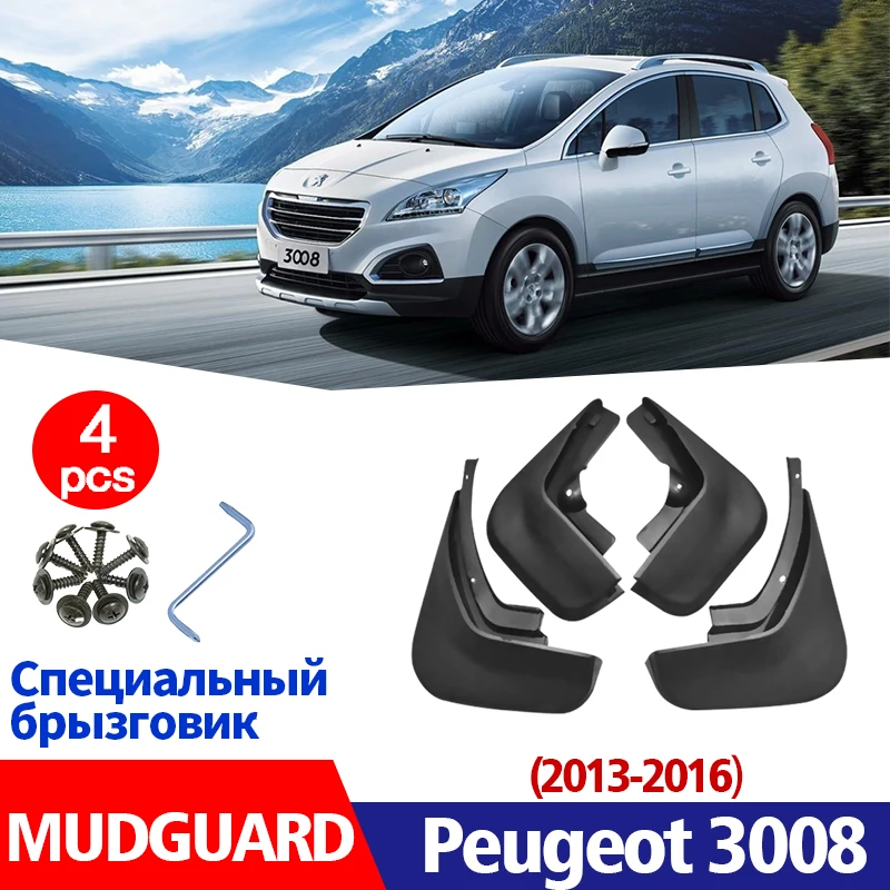 

Car Accessories Mudflaps FOR Peugeot 3008 Mudguard Fenders Mud Flap Guard Splash Mudguards Front Rear 4pcs 2013-2016