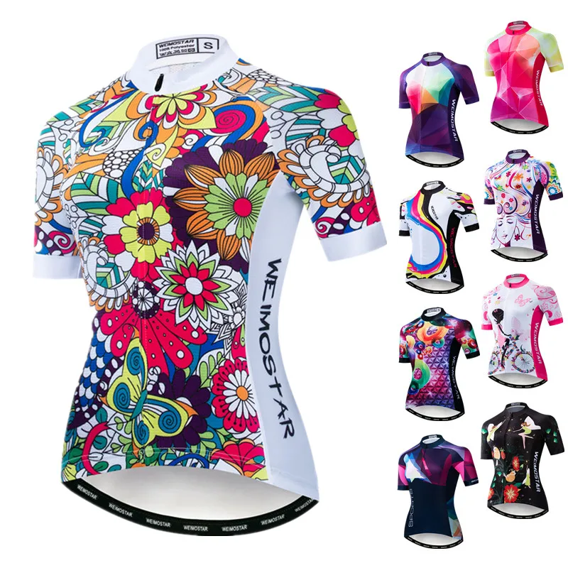 

Weimostar Flower Cycling Jersey Women Pro Team Bicycle Clothing Summer Bike mtb Jersey Quick Dry Cycling Shirt Maillot Ciclismo