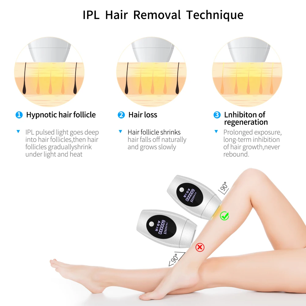 600000 Flash Profesional Epilator Laser Permanen Laser Tampilan LCD Mesin Penghilang Rambut IPL Fotoepilator Tanpa Rasa Sakit Depilador