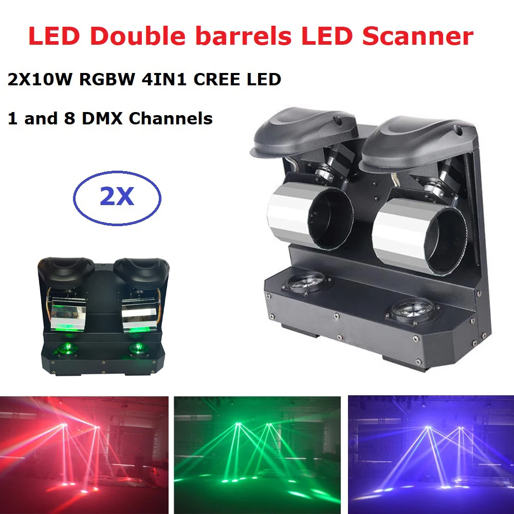 American Dj 2 Head LED Double Barrels Scanner 2X10W RGBW 4IN1 LED Stage Light Effect Pro Scanning Moving Head For Christmas Dj