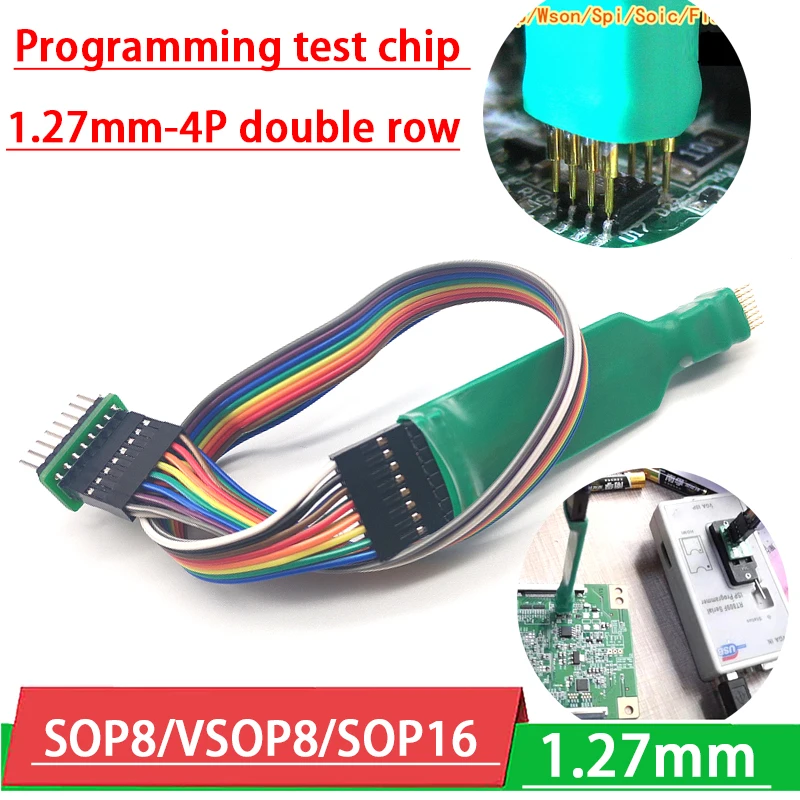 SOP8 / VSOP8 / SOP16 WSON / Spi / Soic /Flash 1.27mm Test di masterizzazione programmazione Chip download test sonda doppia fila 4P 8P