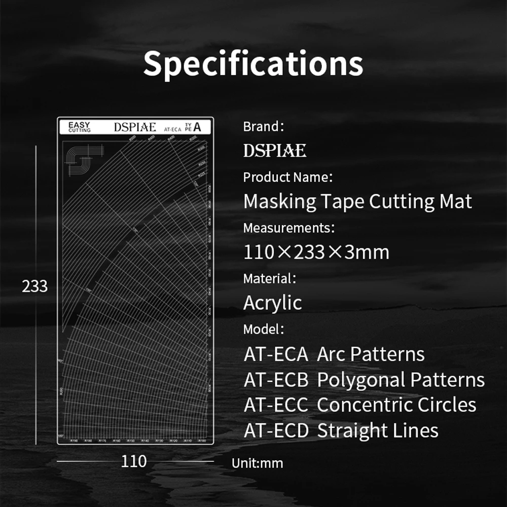 DSPIAE малярная лента, коврик для резки Gundam, прозрачный пластиковый коврик «сделай сам», с дюймовой и сантиметровой шкалой, инструменты для моделирования хобби