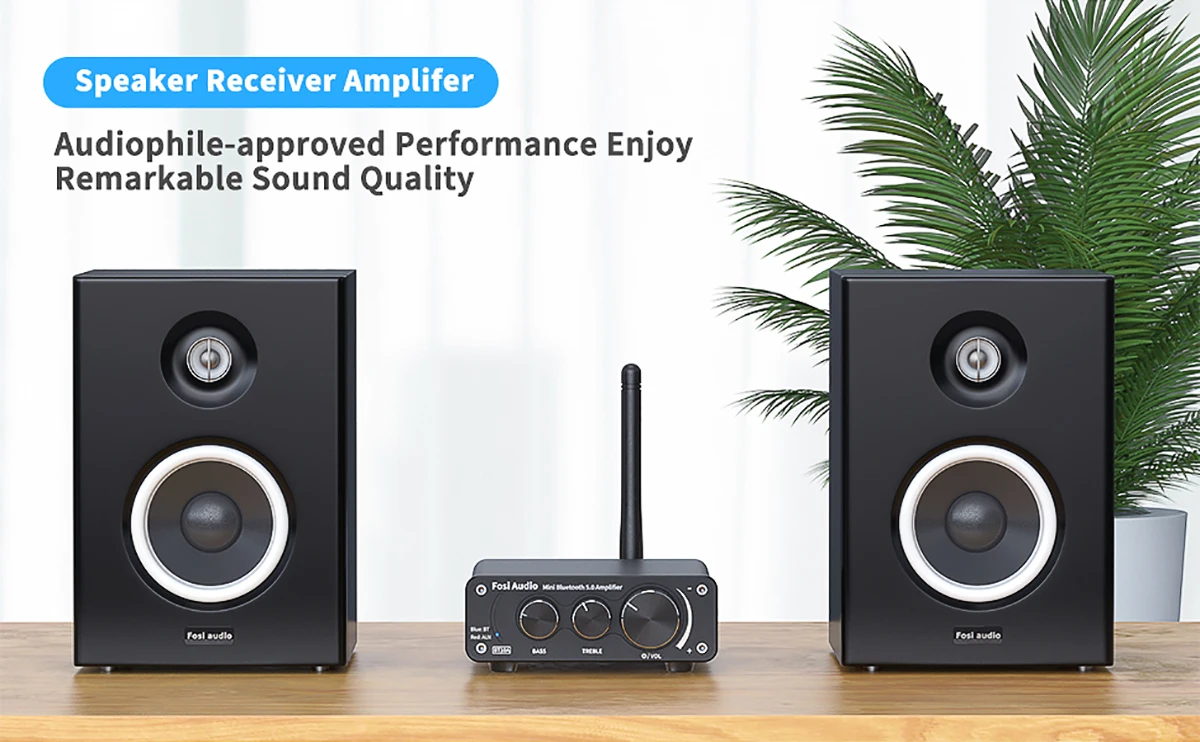 Fosi Audio BT10A Mini-Bluetooth-Verstärker, 2-Kanal-Verstärker für Heimlautsprecher, Höhen- und Bässe, HiFi-Stereo-Sound-Verstärker, 50 W x 2 – Detail 4