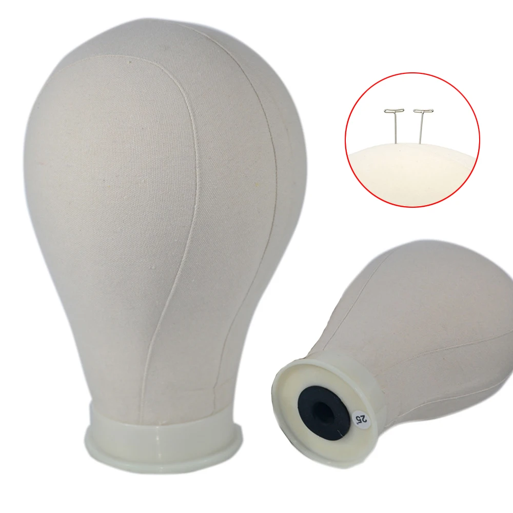 22inch Beige Canvas Block Head Mannequin for Lace Wig Extension Display Hair Salon Styling Practice Manikin