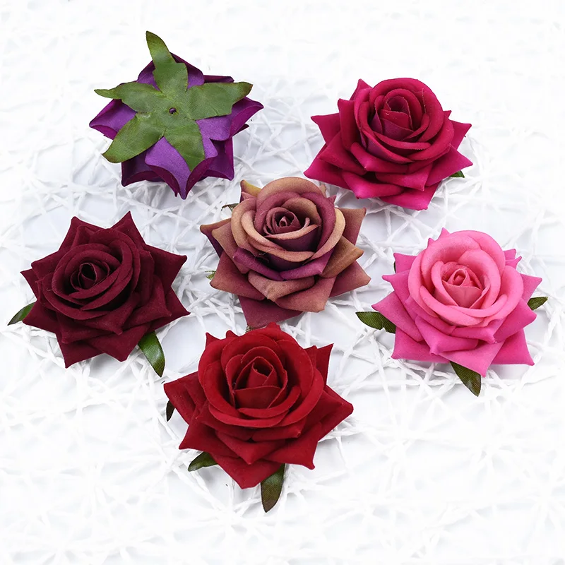 50 pcs Flannel roses Decorative flowers wreaths Home decoration accessories Diy Headwear Photo props Autumn decoration Wedding