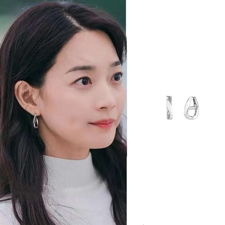 drama Shin Min A Coastal village Cha-Cha-Cha new creative earrings Korean silver color high quality Earrings for women