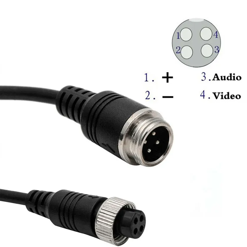 4-Pin lotnictwa kabel przedłużający wideo 1M 2M 3M 5M 6M 8M 10M 15M 20M dla CCD kamera cofania przyczepa campingowa
