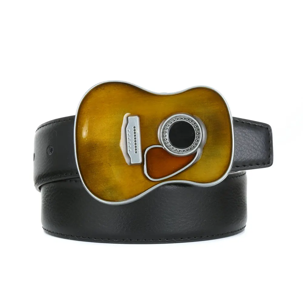 Western cowboy belt buckle guitar zinc alloy coffee drop oil personality music belt link buckle unisex belt buckle