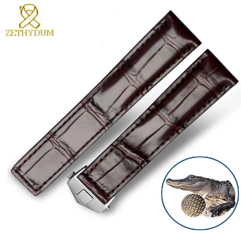 19mm 20mm 22mm for Tag Heuer Watchband Men Wristwatches Band Fold Buckle Cowhide Alligator Strap Black Brown