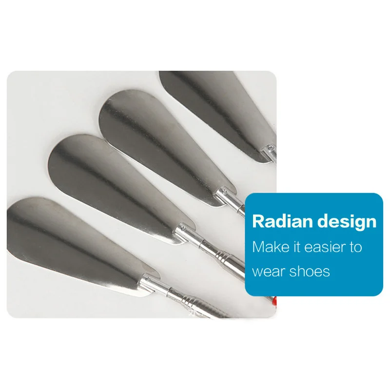 Silver Long Handle Shoehorn Flexible Stainless Steel Shoe Horn Stick Shoe Lifter Tool Professional Shoe Spoon Tool 26.5~74.5cm
